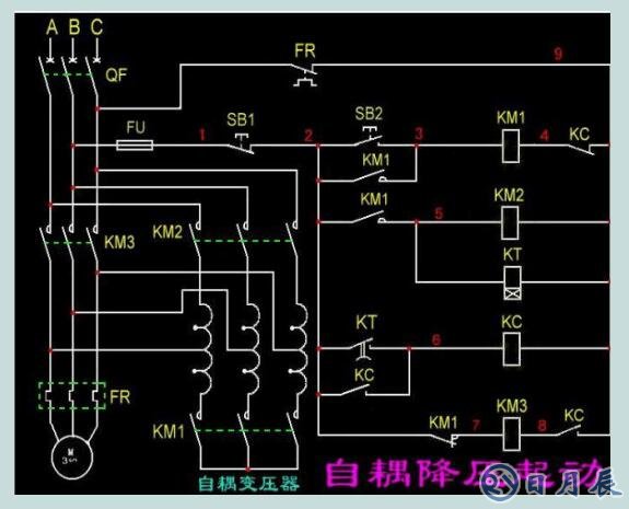 電機(jī)自耦降壓啟動(dòng)接線圖